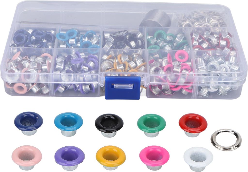 10 Farbe Grommet Werkzeugkit Eisen Kunststoffmaterial Stabil Struktur Buntes Plattier Ösen für Kleidungsmodifikation6mm 6mm