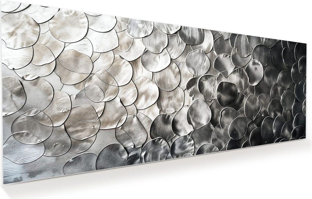 Glasbild 150x60cm in XXL für Wohnzimmer, Schlafzimmer Motiv Metallic Schuppen
