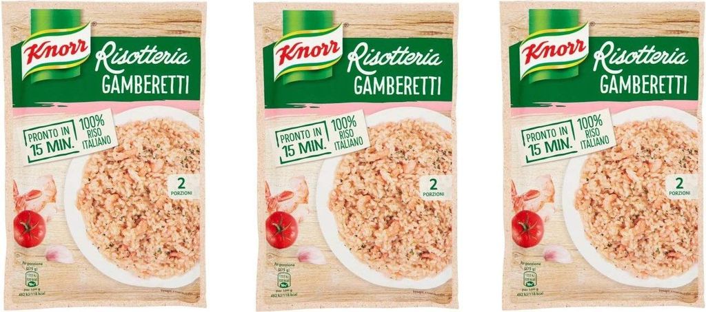 3x Knorr Risotto gamberetti Reis Garnelen 175g 100% italienisch Fertiggerichte