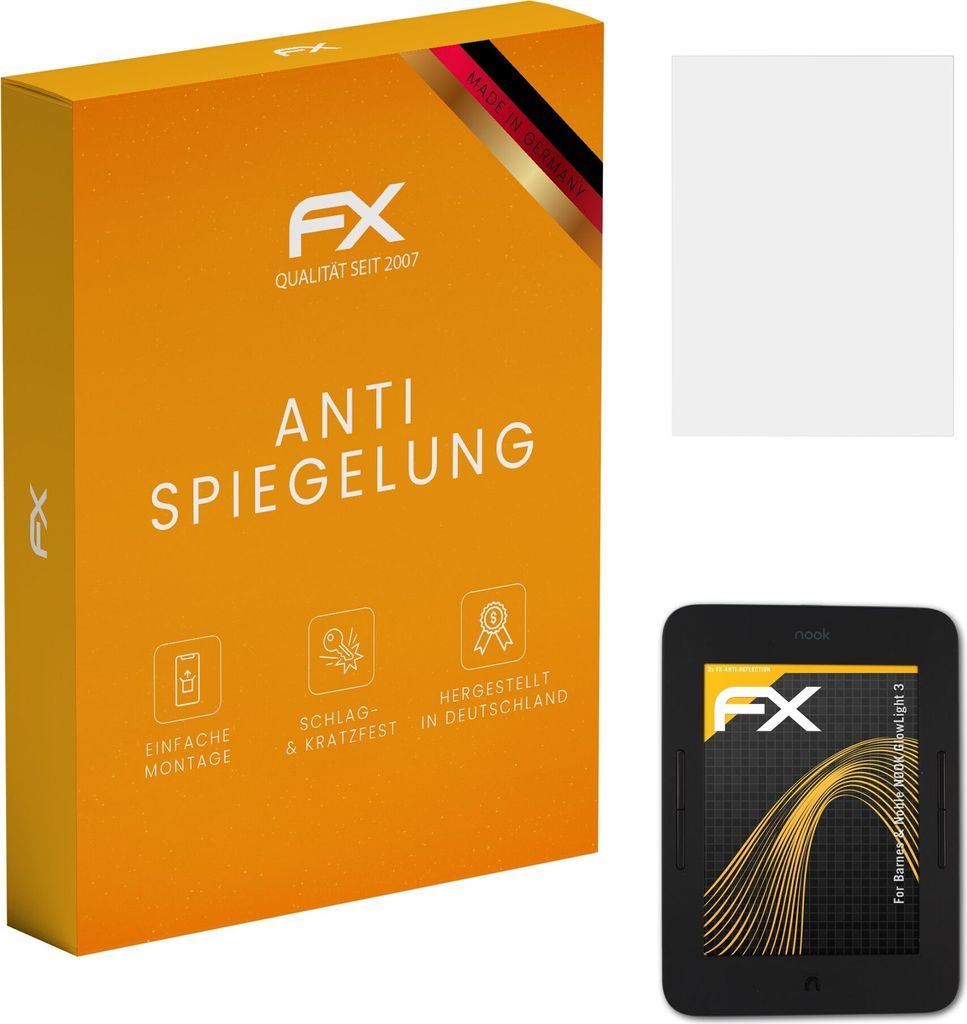atFoliX FX-Antireflex 2x Schutzfolie kompatibel mit Barnes & Noble NOOK GlowLight 3 Displayfolie