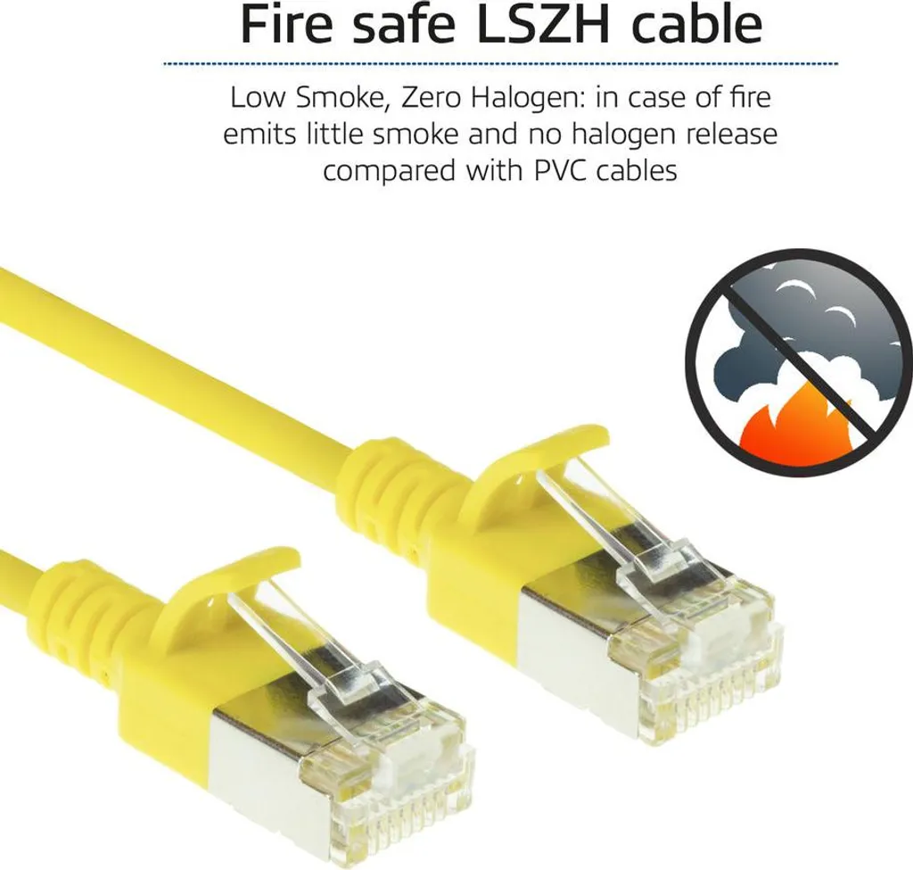ACT DC7801 Cavo Patch Slimline CAT6A 1m Giallo LSZH U/FTP per Rack - 5