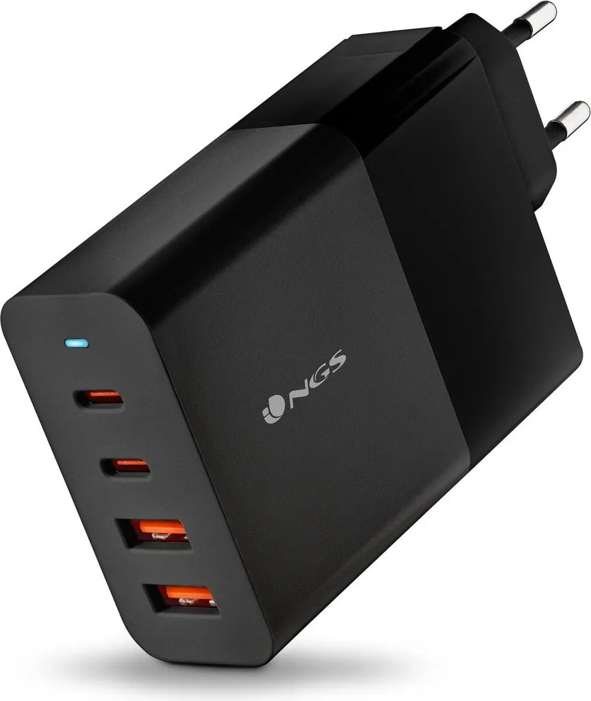 NGS Caricabatterie Muro 100W GaN: Hub di Ricarica Rapida 4 in 1 USB