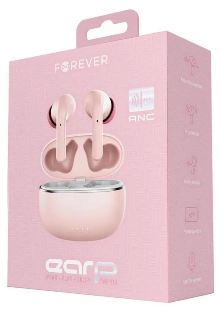 Cuffie Forever Wireless Rosa TWS - Auricolari Bluetooth con Custodia - 5