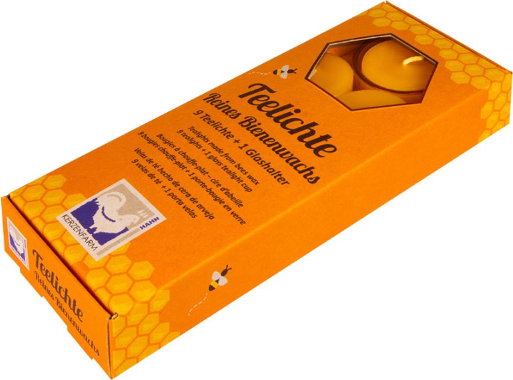 Bougies à réchaud en cire d'abeille avec porte-bougie en Image du produit 