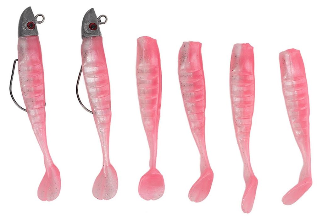 2 Box Soft Fishing Lure Swimbait Simulation Silikon Kunstköder für Salzwasser SüßwasserPink
