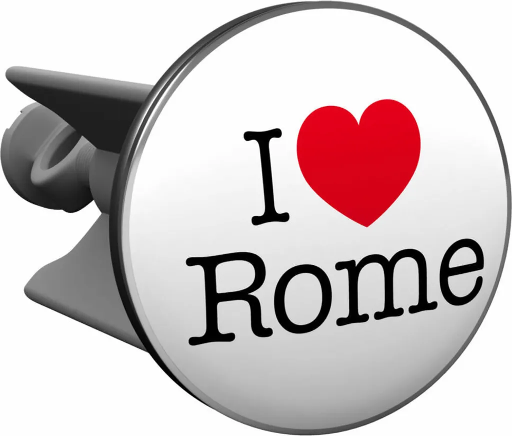 Plopp Waschbeckenstöpsel I love Rome, Stöpsel, Excenter Stopfen, für Waschbecken, Waschtisch, Abfluss
