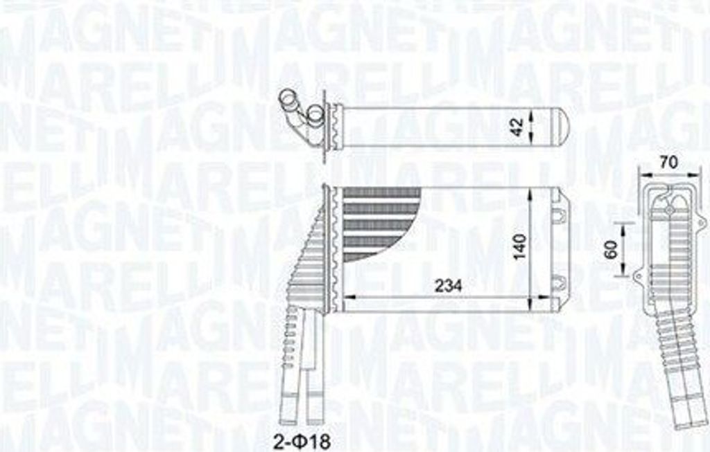 Wärmetauscher, Innenraumheizung MAGNETI MARELLI 350218467000