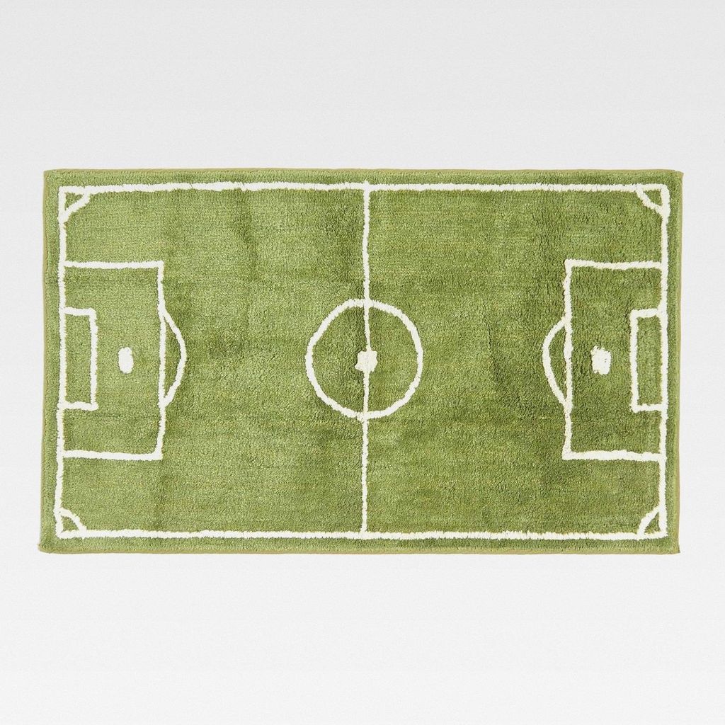 Teppich “Fußballfeld”, Vorleger 60 x 100 cm. Farben: Grün und Weiß. Geeignet für Badezimmer oder Kinderzimmer.
