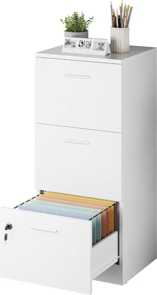 Meuble de rangement blanc A4 à 3 tiroirs compact pour bureau individuel