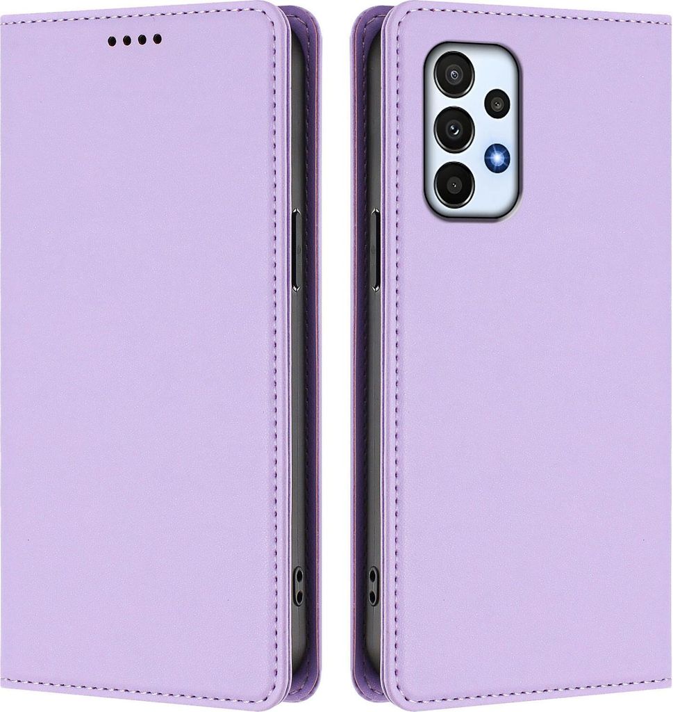Handyhülle für Samsung Galaxy A23 5G/4G, Kunstleder Klapphülle Stoßfeste Magnetische Hülle mit Ständer Violett
