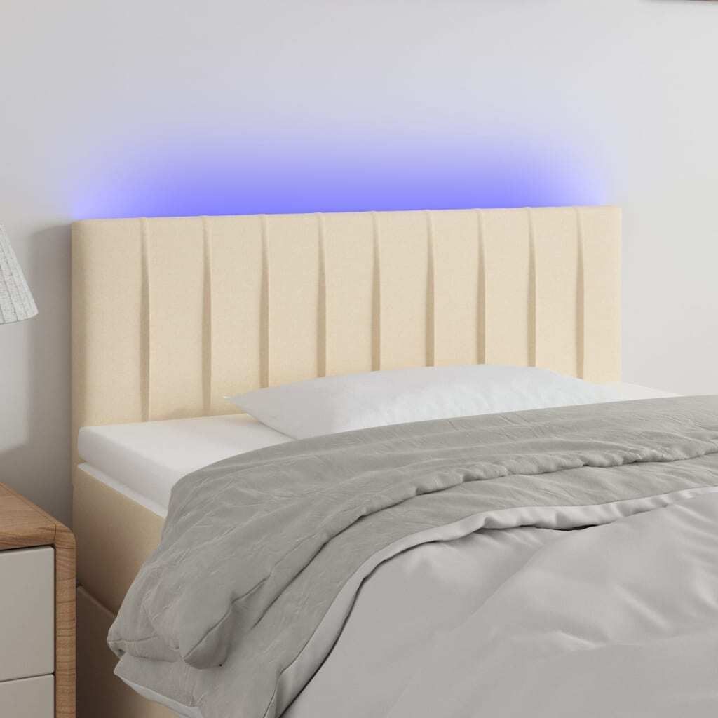 Schlichtes LED Kopfteil Creme 100x5x78/88 cm Stoff - Kopfteile DE9168360 2parcel