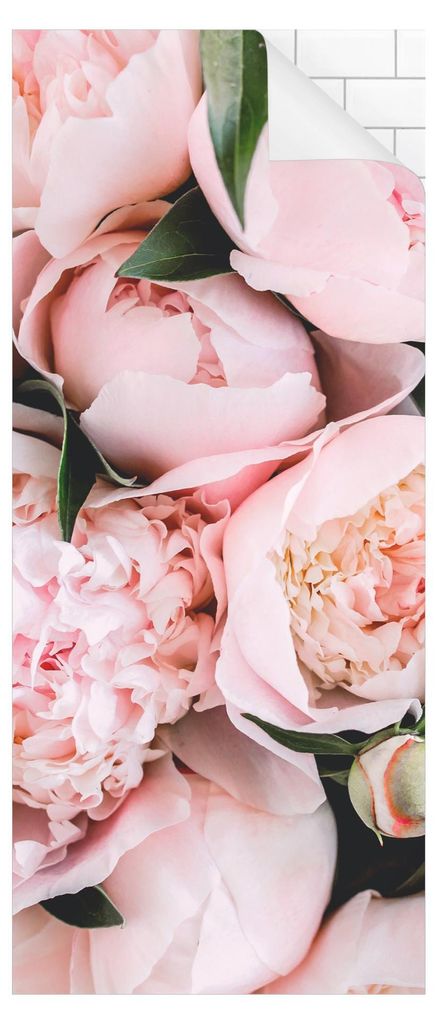 Duschrückwand Blumen selbstklebend - 0.61 mm Wandpaneel wasserfest Rose rosa Landhaus Badrückwand fugenlos Premium matt 90x210 cm