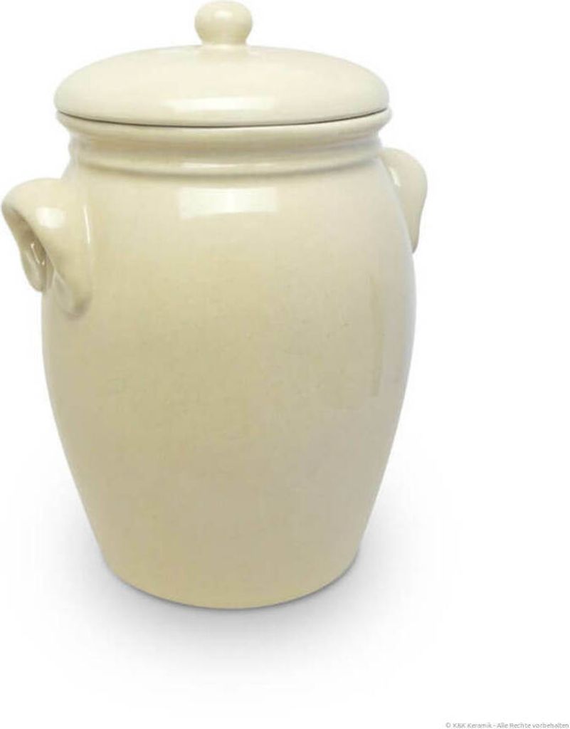 KERAZO Rumtopf 5,0 Liter aus Steinzeug Keramik BEIGE - Mehrzwecktopf Einlegetopf