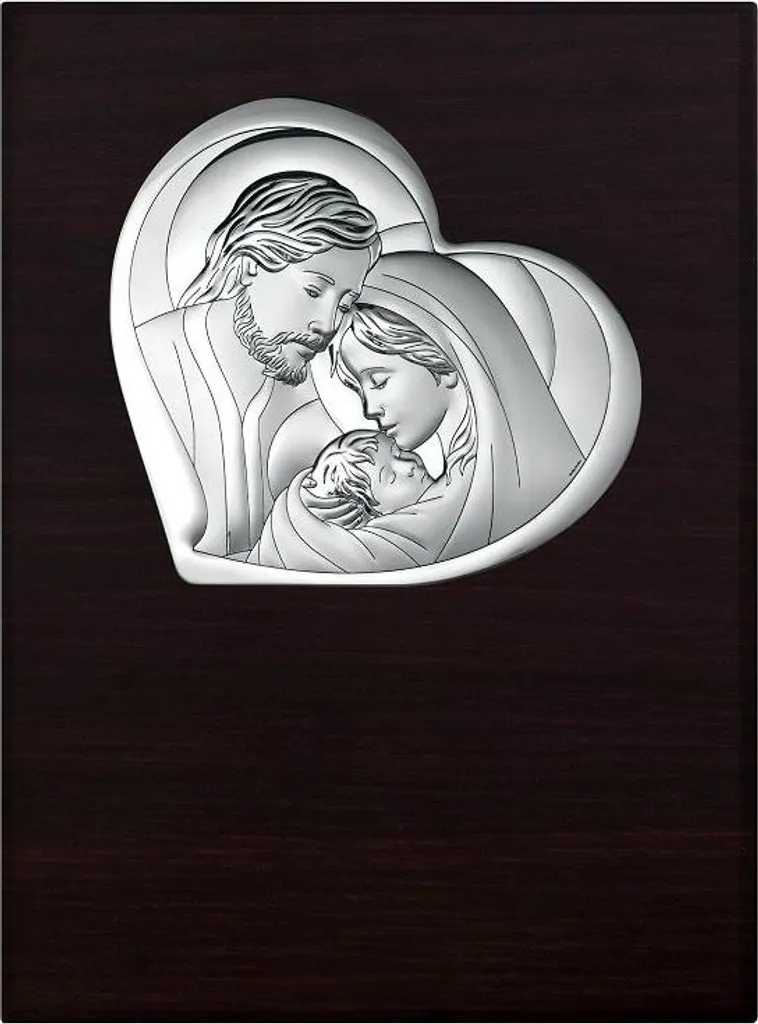 Protégez votre foyer avec la Sainte Famille moderne en argent foncé