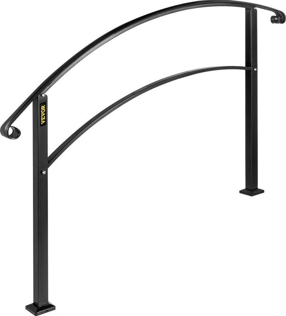 5FT Adjustable Wrought Iron Handrail Fits 3 Steps Outdoor Steps/Stairs