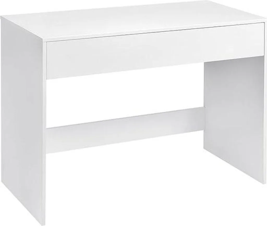 Bureau blanc 100 cm avec tiroir intégré - Table informatique compacte