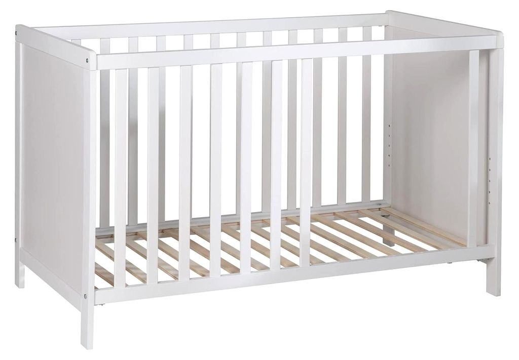 Set inkl. Wickelkommode und höhenverstellbarem Beistellbett, mit Lattenrost, 60 x 120 cm, weiß