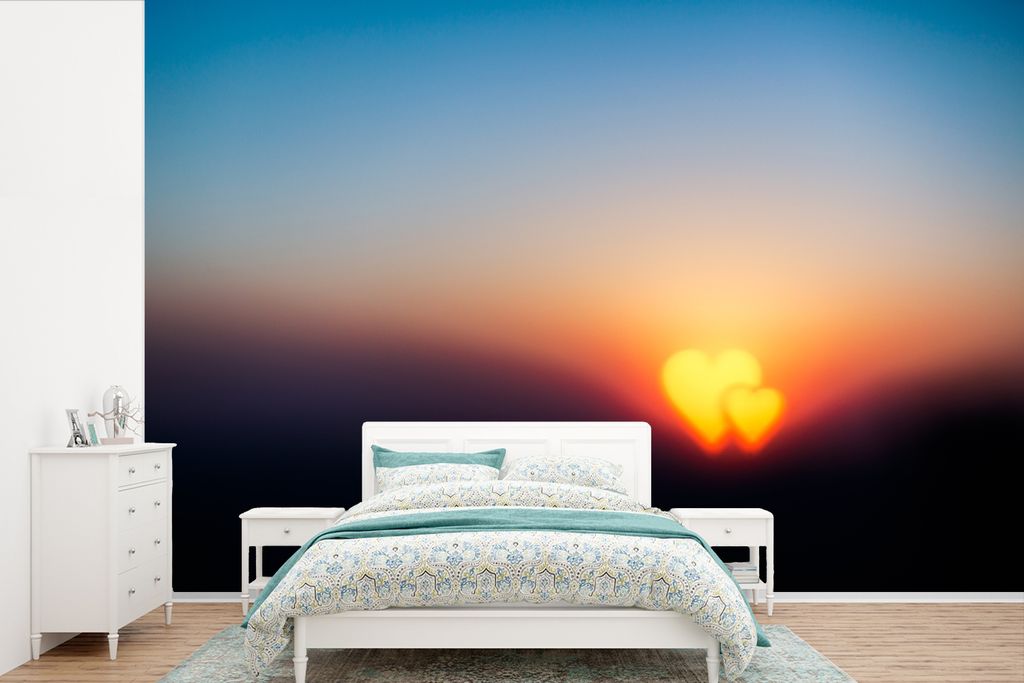MuchoWow Fototapete für Wohnzimmer oder Schlafzimmer Wandtapete Vinyl Motivtapete Glühen bei Sonnenaufgang - 450x300 cm - Gemusterte