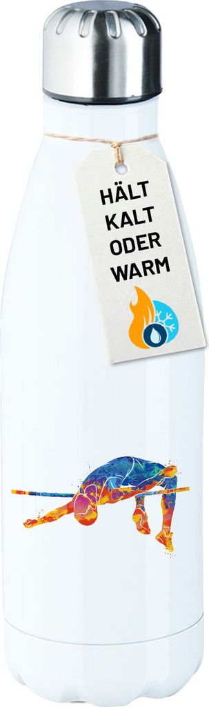 Huuraa Trinkflasche Leichtathletik Hochsprung 500ml White Edelstahl Wasserflasche Trinkflasche Geschenkidee