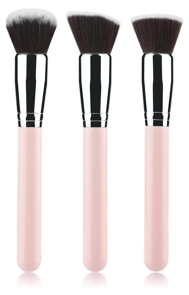 Pinceaux de maquillage 3 pièces rose pour une application sans trace