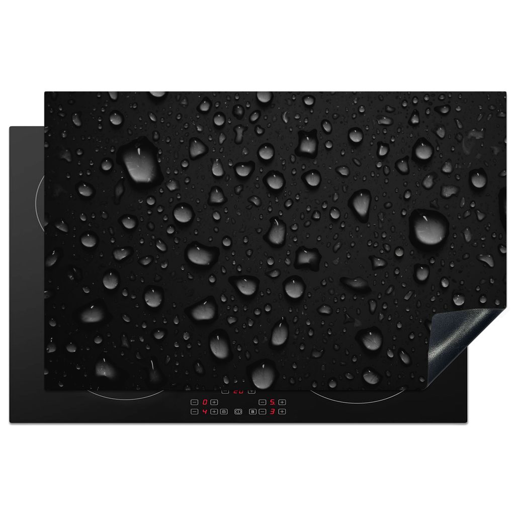 KitchenYeah Herdabdeckplatte Tropfen - Schwarz - Wasser , 81x52cm, Küche Deko, Glaskeramikkochfeld Herdabdeckung, Abdeckplatte fùr Kochfeld