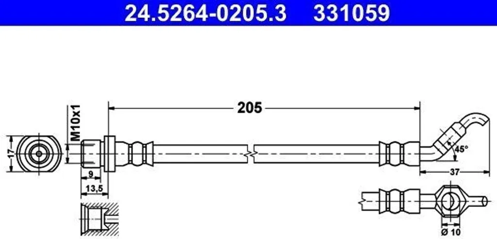Tuyau de frein ATE 24.5264-0205.3 idéal pour entretien de circuit de frein