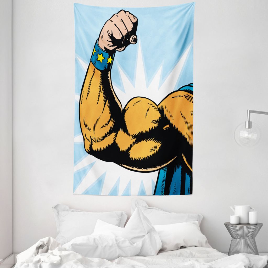 ABAKUHAUS Comics Wandteppich und Tagesdecke, Cartoon Superheros Leistung aus Weiches Mikrofaser Stoff Waschbar ohne Verblassen Digitaldruck, 140 x ...