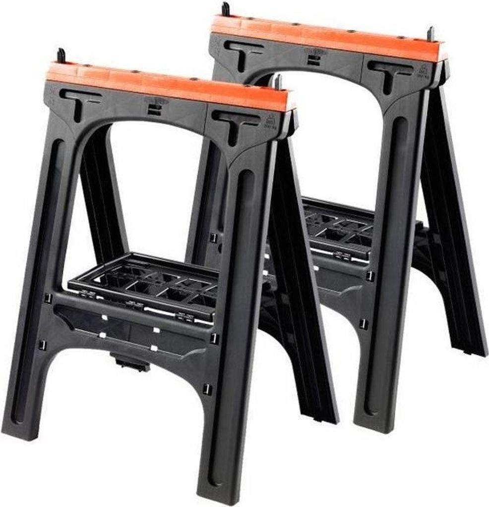 Bockstützen Klappbar 2er Set, Maximale Belastung 200 kg, 60x10x80 cm, Stahl Schwarz