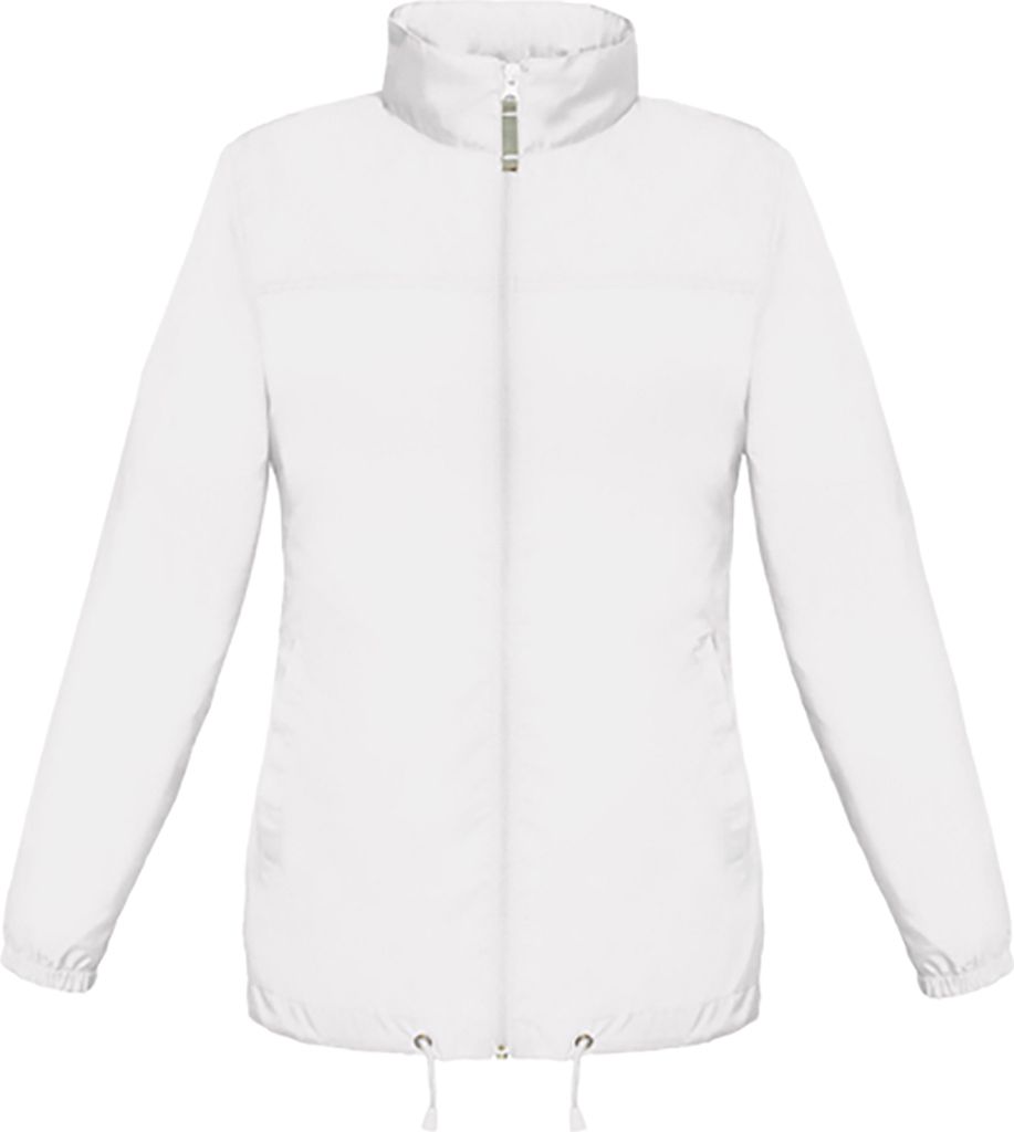 B&C Damen Windbreaker Jacke Windjacke Steppjacke Stehkragen Regenjacke, Größe:2XL, Farbe:Weiß