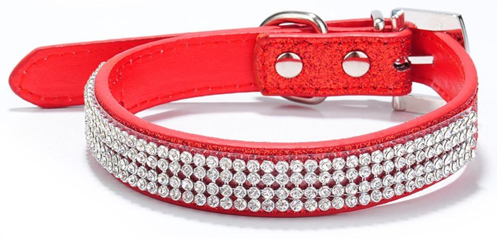 Hundehalsband mit glänzenden Strasssteinen und Diamanten, geeignet für kleine und mittelgroße Hunde