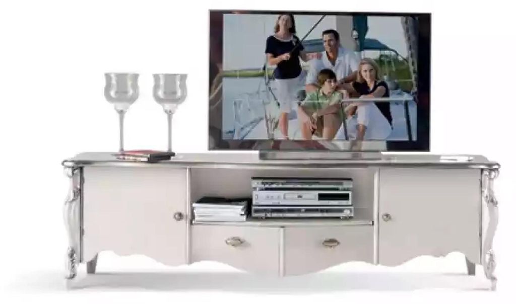 TV Ständer RTV Lowboard Klassische Weiß Holz Modern Wohnzimmer Neu