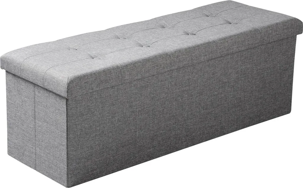 Banc de rangement pliable en lin gris clair 110 x 37,5 x 38 cm Oslo