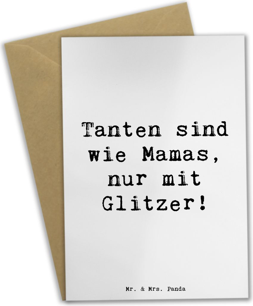 Mr. & Mrs. Panda Grußkarte Spruch Glitzernde Tante - Weiß - Geschenk, Nichte, Freude, hochzeitskarten, Jubiläen, Neffe, Weihnachten, Spaß, gene...