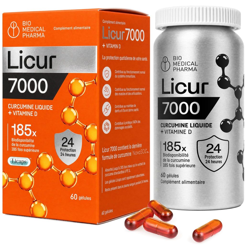 Licur 7000 Curcumine NovaSOL avec vitamine D3, 60 gélules Image du produit 