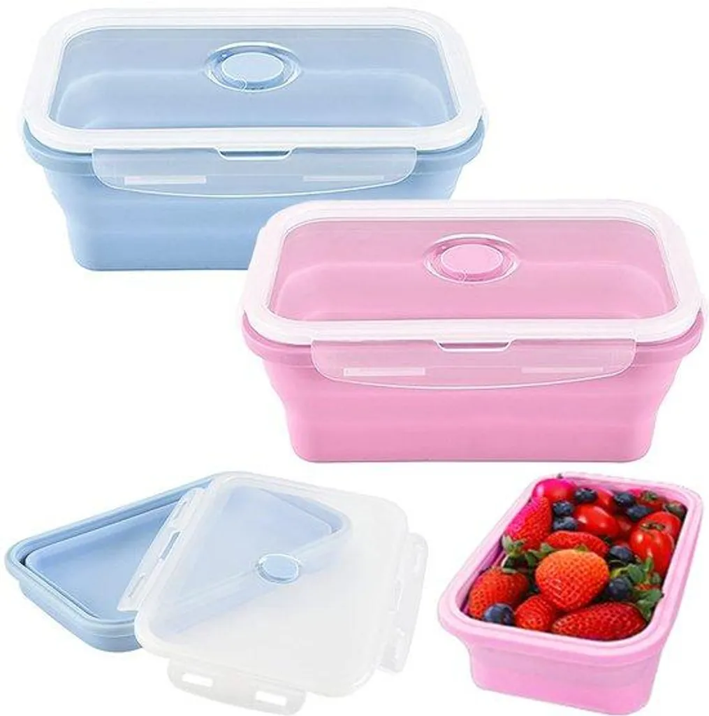 Lot de 2 Boîtes de Rangement 800 ml Bleue et Rose pour Bureau et École