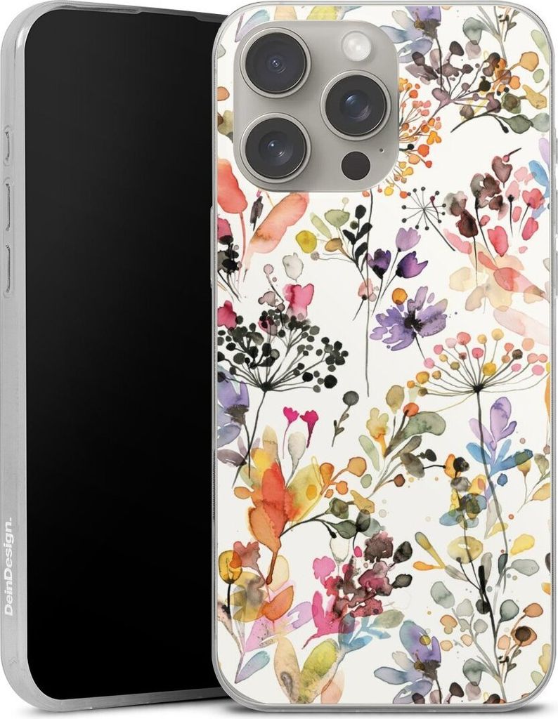 DeinDesign Slim Hülle für Apple iPhone 16 Pro Max Silikon Case Ultra Dünn Handyhülle Blume Muster Pastell