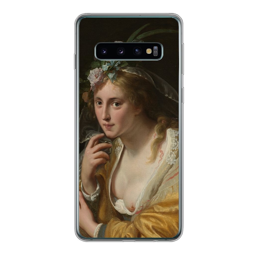 MuchoWow Handyhülle Schutzhülle Hülle für Samsung Galaxy S10 Eine Hirtin - Gemälde von Paulus Moreelse Silikon Softcase Handy Hülle - Handy...