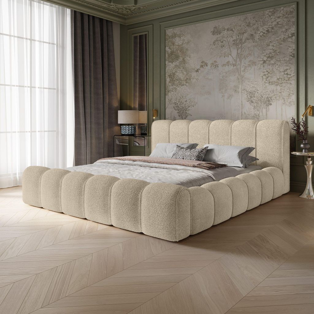 YOURHOUSE24 Polsterbett Designer Adell Bouclé (Farbe: Quelle 06, Größe: 160x200 cm)