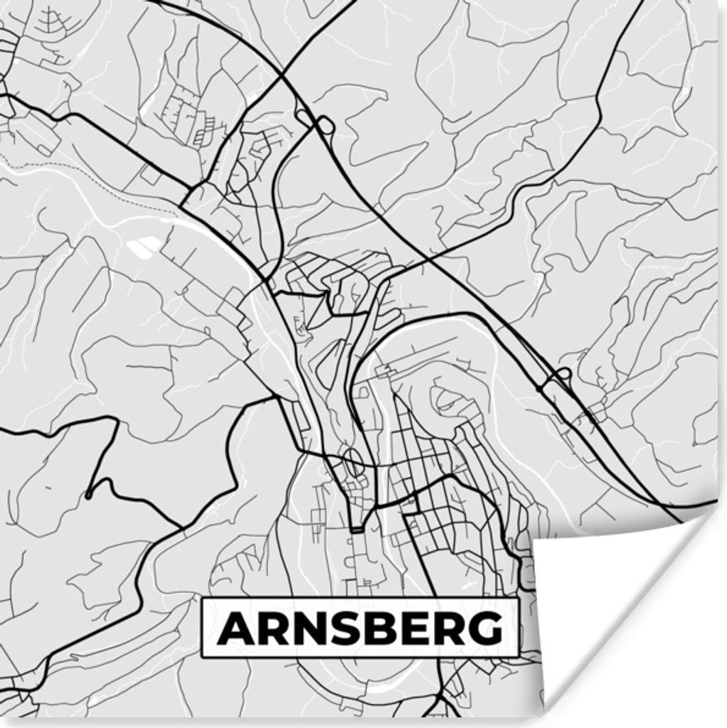 MuchoWow Poster Deutschland - Stadtplan - Arnsberg - Karte 30x30 cm - Wandposter - Printing