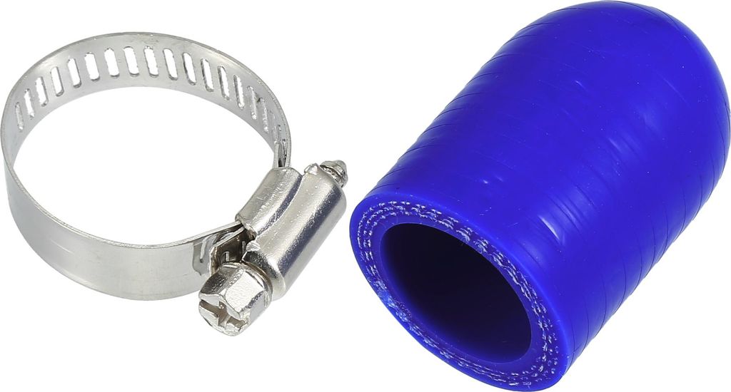1 Satz 30mm Länge 22mm/0,87" ID Blaue Autosilikon-Gummischlauch-Endkappe mit Schellen Silikonverstärkte Blindkappe für Bypass-Rohr Universal