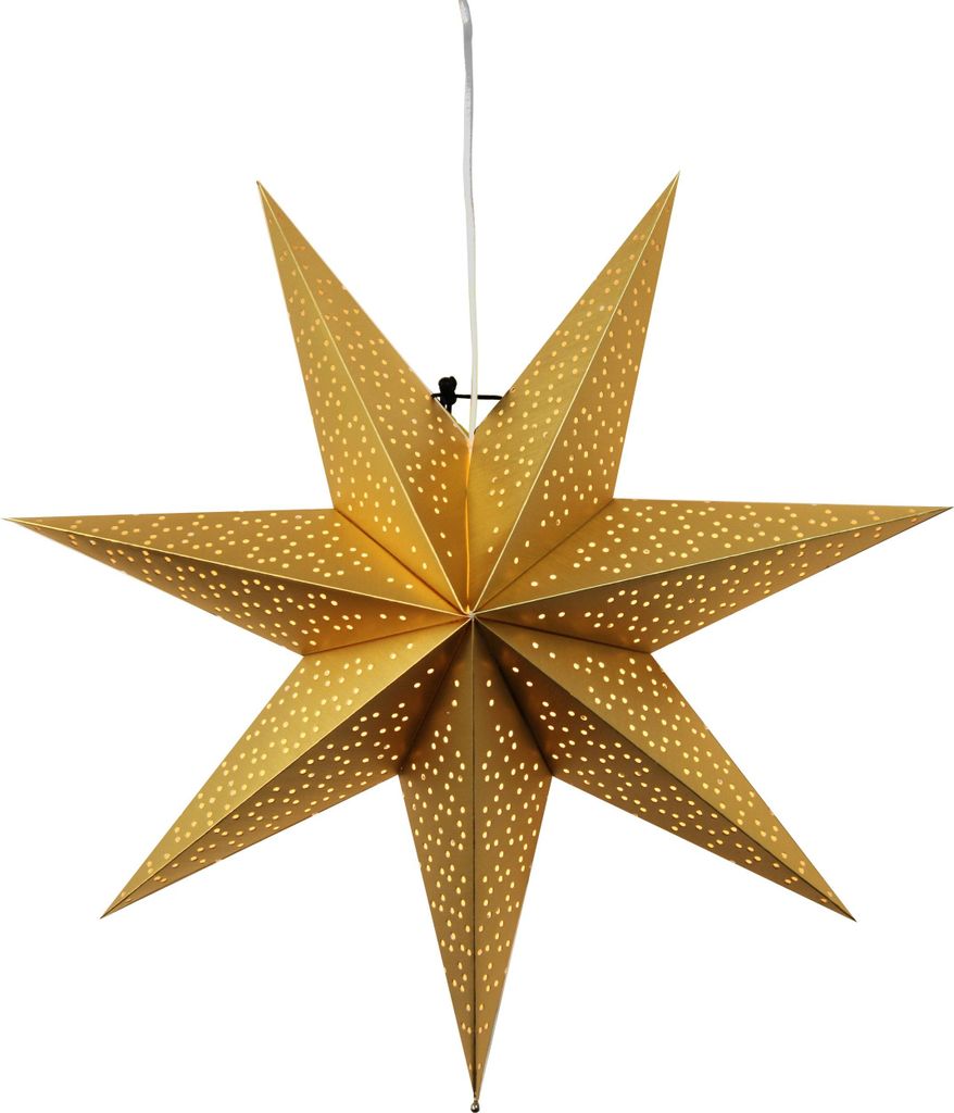 EGLO Weihnachtsstern zum Aufhängen Dot, Weihnachtsdeko Stern, Weihnachtsbeleuchtung, Kunststoff, Stahl in transparent, weiss, Papier in gold, E14