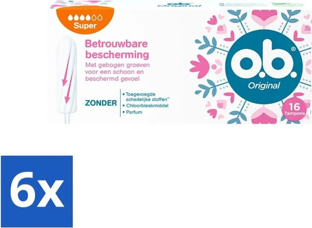 Protection Anti-Fuites Tampons o.b. Original Super - Stop aux Taches - 6x16