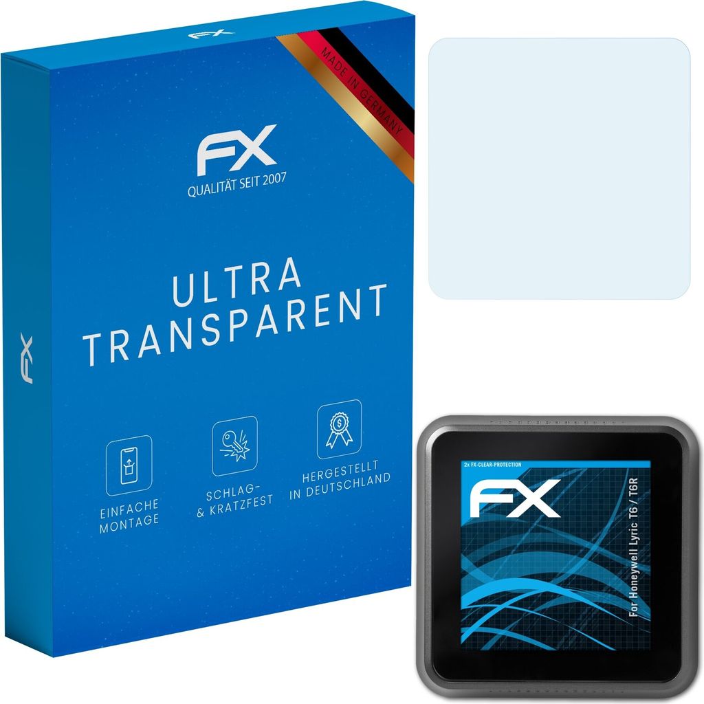 atFoliX FX-Clear 2x Schutzfolie kompatibel mit Honeywell Lyric T6 / T6R Displayschutzfolie
