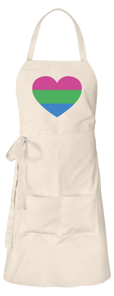 Huuraa Schürze Polysexuell Pride Flagge LGBTQ Herz Natur mit Taschen Baumwolle Kochschürze Geschenkidee