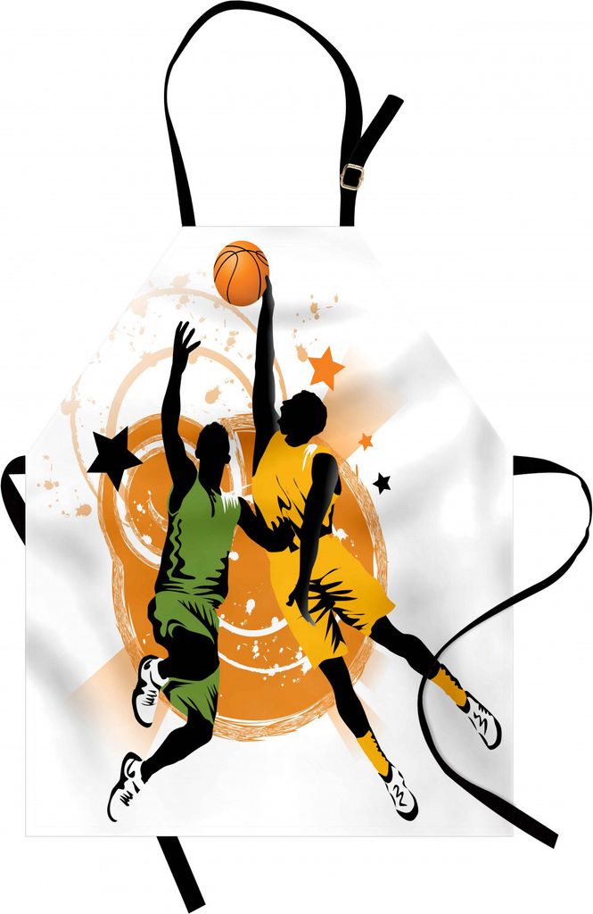 ABAKUHAUS Basketball Kochschürze, Bild von Zwei Basketball-Spielern in Einem erhitzten Spiel schellt Sterne im Hintergrund, Farbfest Höhenverstel...