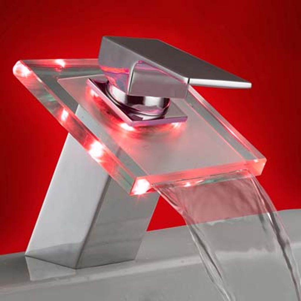 Spültischarmatur LED RGB Wasserhahn Armatur Mischbatterie Glas Einhebelmischer 