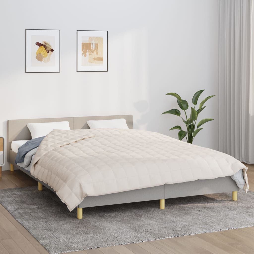 The Living Store Gewichtsdecke Hellcreme 200x200 cm 13 kg Stoff
