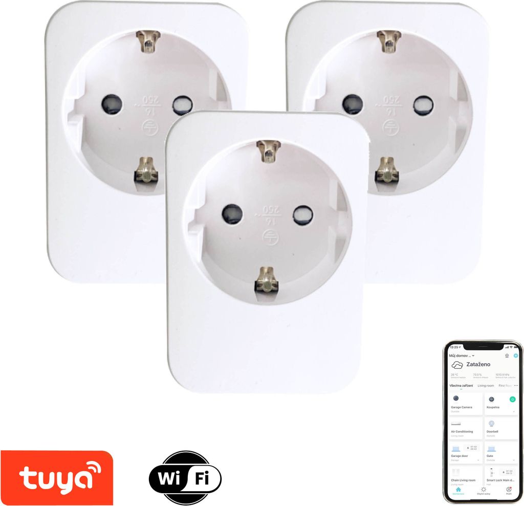 Immax NEO LITE 3x SMART Steckdosen-Set 3x Innensteckdose v2, ohne Stift, Typ F, WiFi