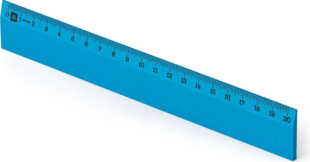 Metrie | Scholar-20PB Holzlineal hellblau mit mm-Skala | 20 cm