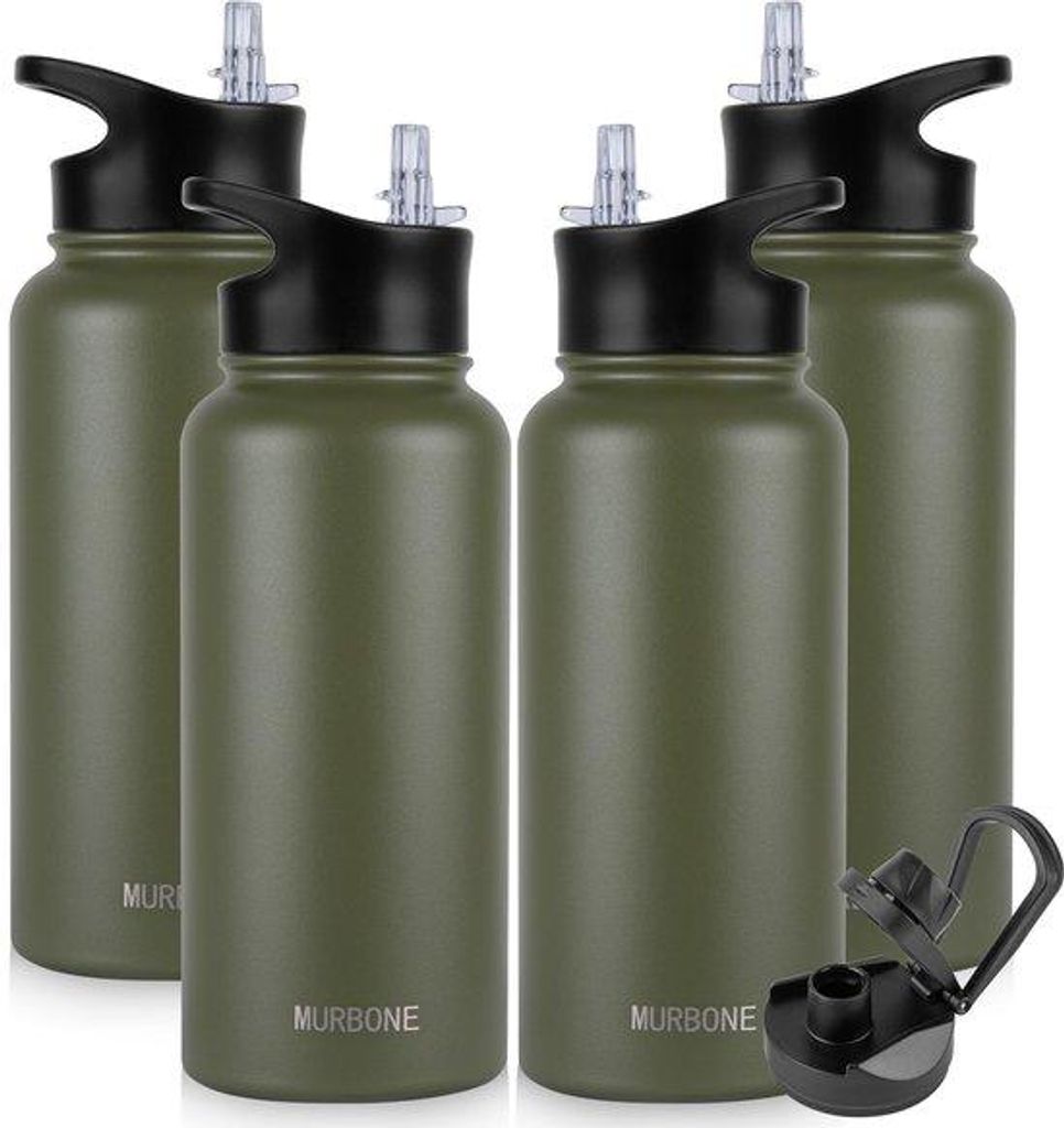 Edelstahl-Trinkflasche 1L, BPA-frei, vakuum-isoliert, für Sport, Reisen